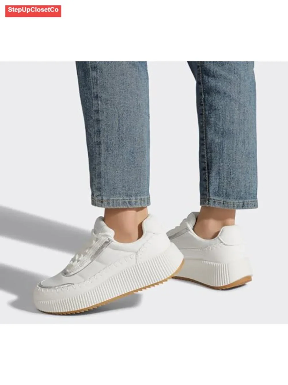Chunky Platform Sneakers with Pearl Embellishments
